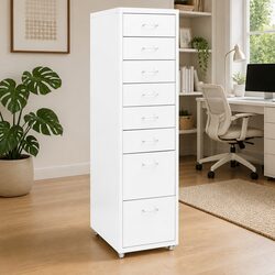 Friendly and Functional 8-Drawer File Cabinet on Wheels