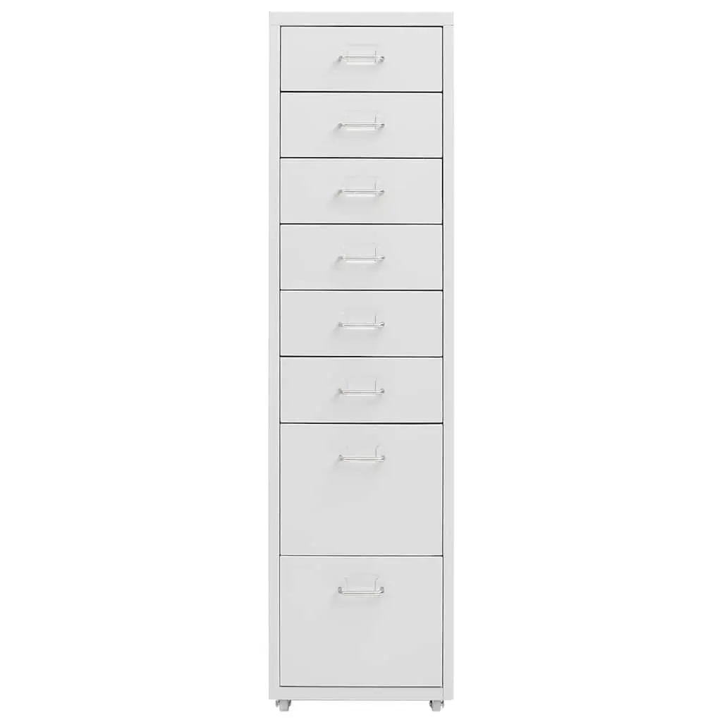 Mobile Filing Cabinet Grey Metal 8 Drawer Office Storage Chest with Wheels