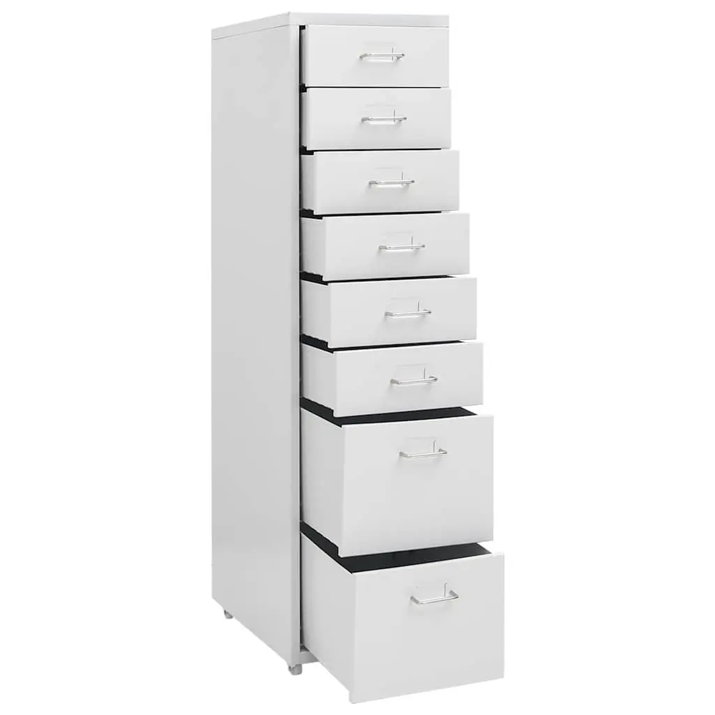 Mobile Filing Cabinet Grey Metal 8 Drawer Office Storage Chest with Wheels