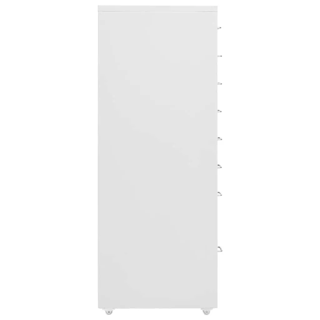 Mobile Filing Cabinet Grey Metal 8 Drawer Office Storage Chest with Wheels