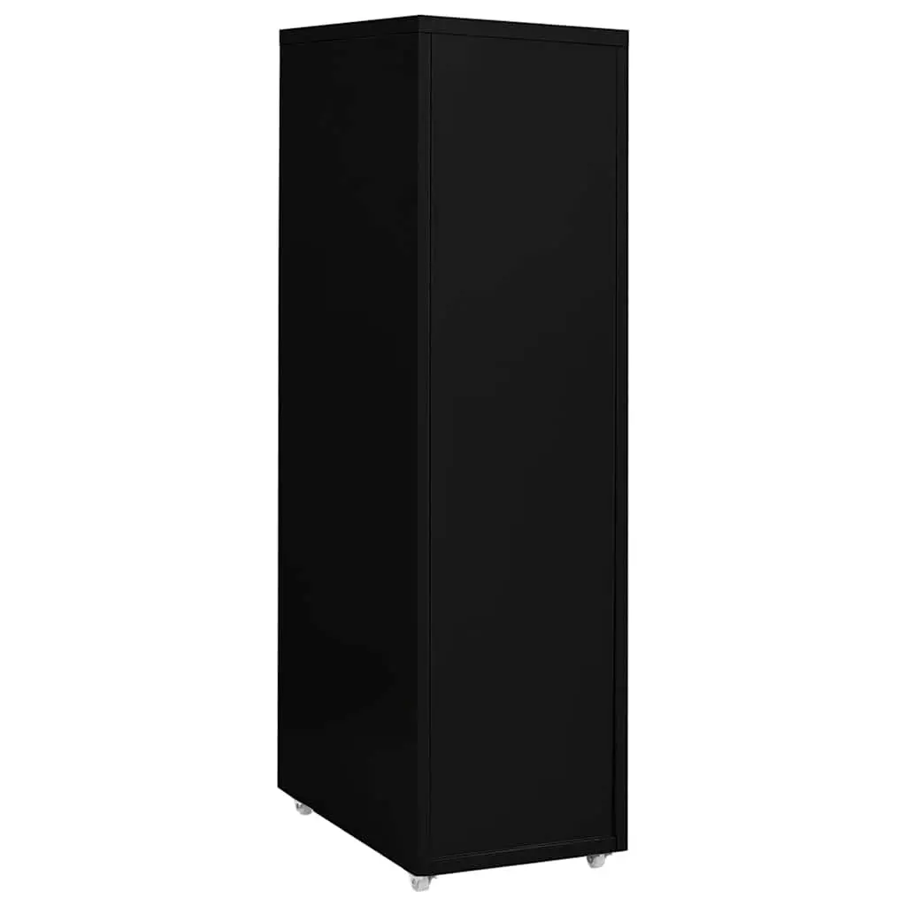 Mobile File Cabinet Metal 8 Drawer Office Storage with Wheels Black 28x41x109cm