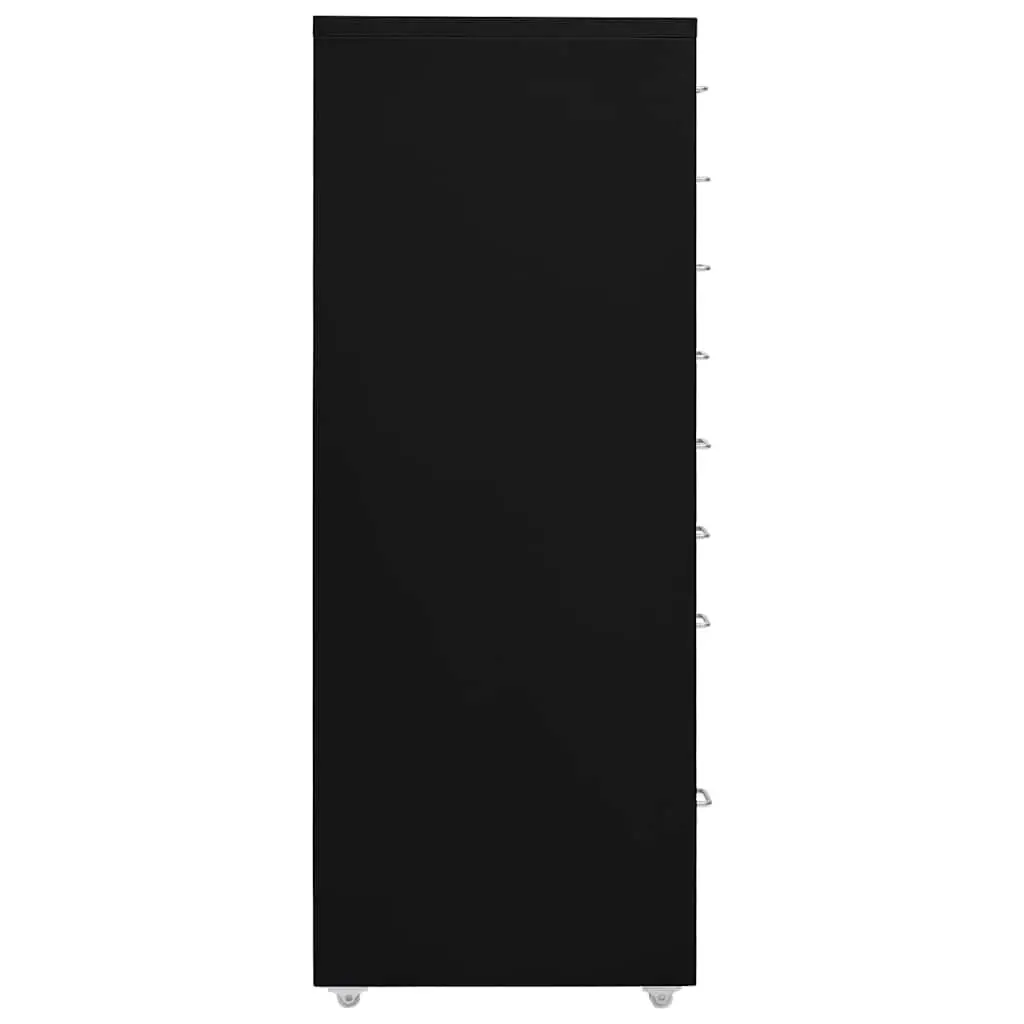 Mobile File Cabinet Metal 8 Drawer Office Storage with Wheels Black 28x41x109cm