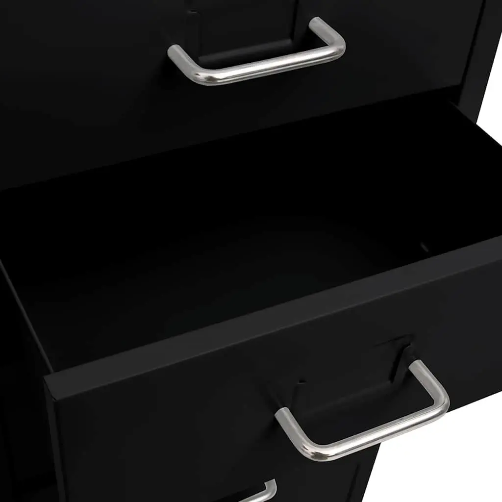 Mobile File Cabinet Metal 8 Drawer Office Storage with Wheels Black 28x41x109cm