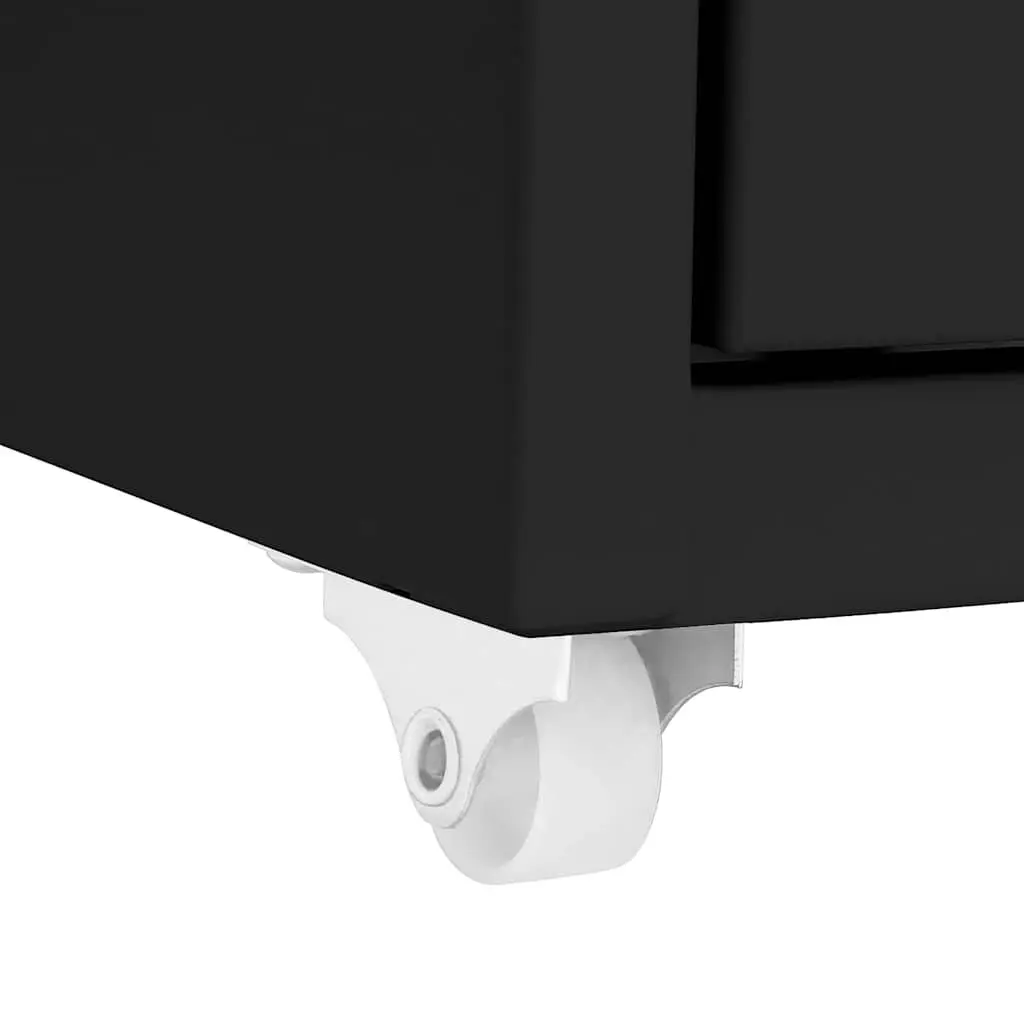 Mobile File Cabinet Metal 8 Drawer Office Storage with Wheels Black 28x41x109cm