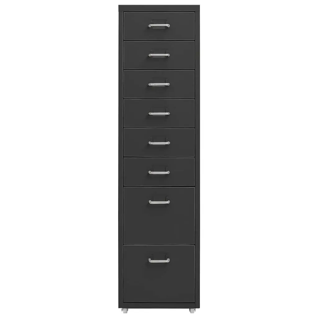 Mobile File Cabinet Metal 8 Drawer Anthracite with Wheels