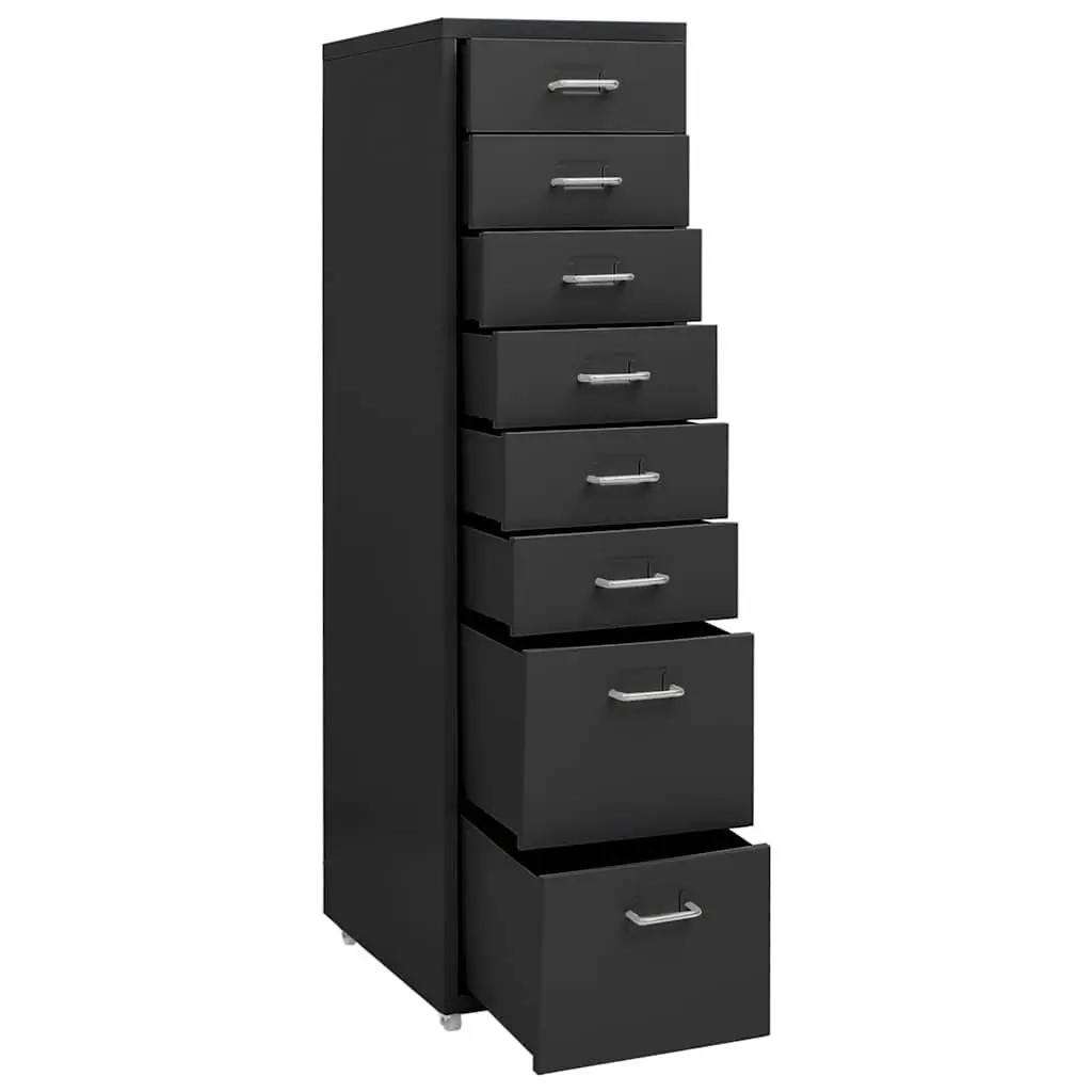Mobile File Cabinet Metal 8 Drawer Anthracite with Wheels