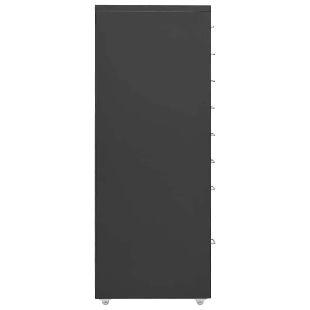 Mobile File Cabinet Metal 8 Drawer Anthracite with Wheels