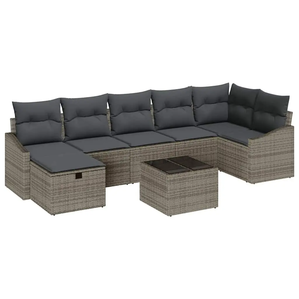 Grey Poly Rattan Outdoor Sofa Set with Storage Cushioned Modular Garden