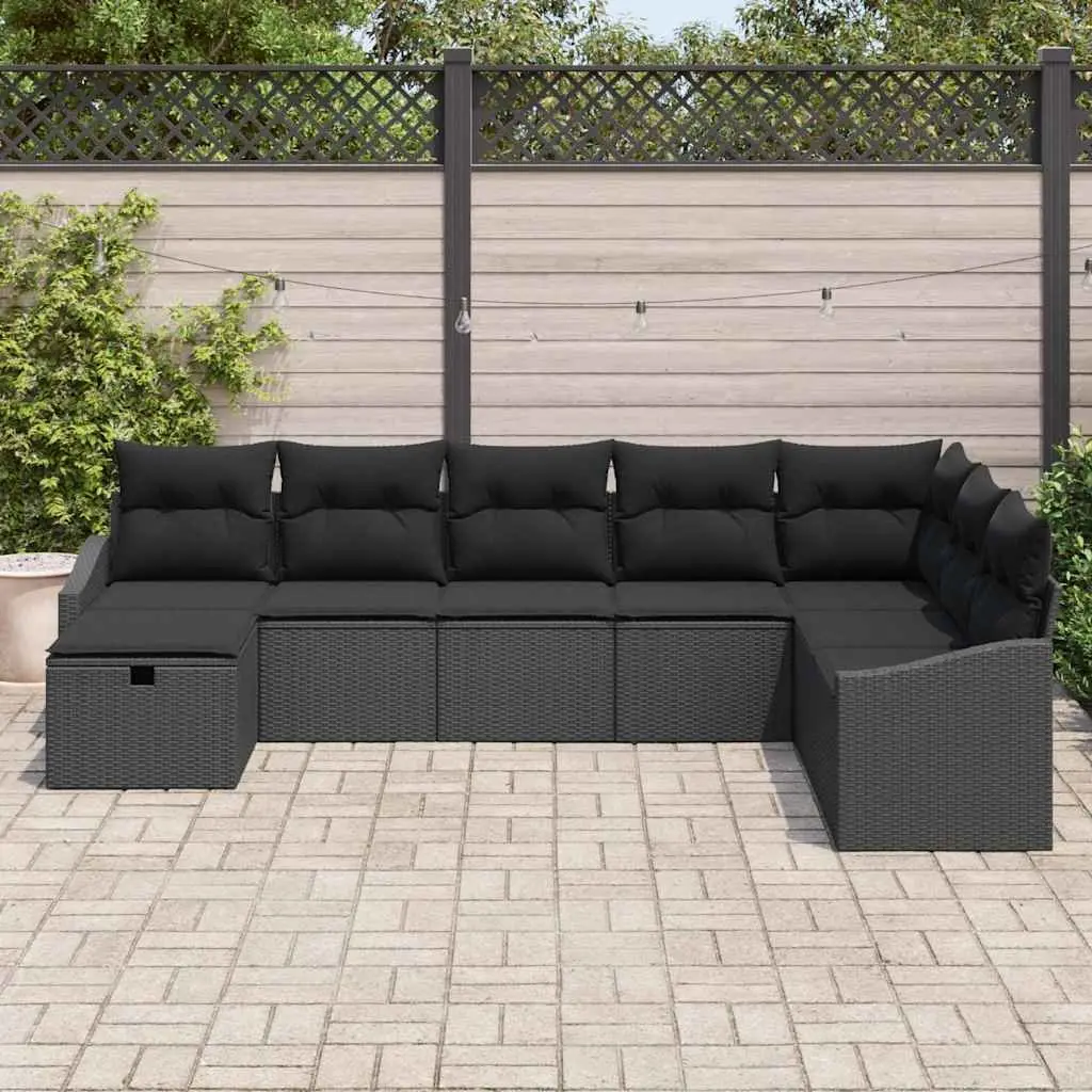 Modular Garden Sofa Set 8 Piece Poly Rattan Outdoor Lounge Grey