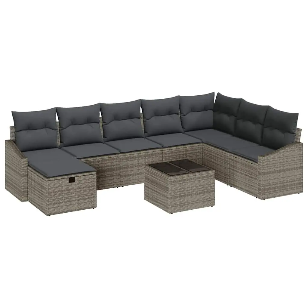 Outdoor Sofa Set 9 pcs Garden Furniture Modular Lounge with Storage Light Grey