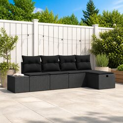 Friendly 5 pcs Black Garden Sofa Set with Cushions