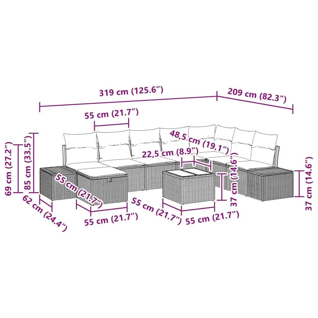 9-Piece Garden Sofa Set