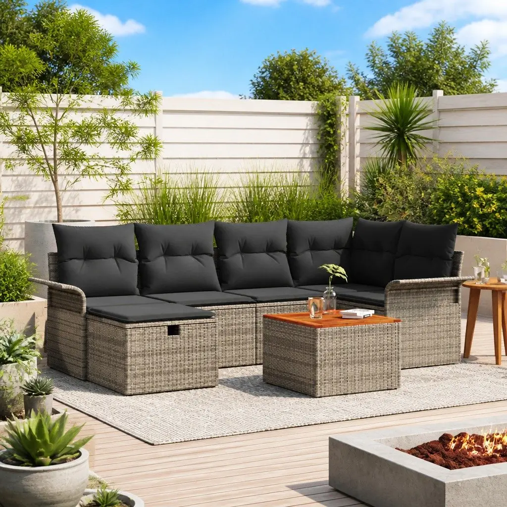 7-Piece Grey Garden Sofa Set