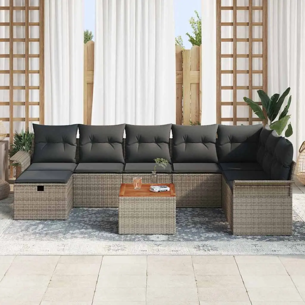 Outdoor Garden Sofa Set Modular Lounge Grey 9 Piece Poly Rattan Patio Furniture