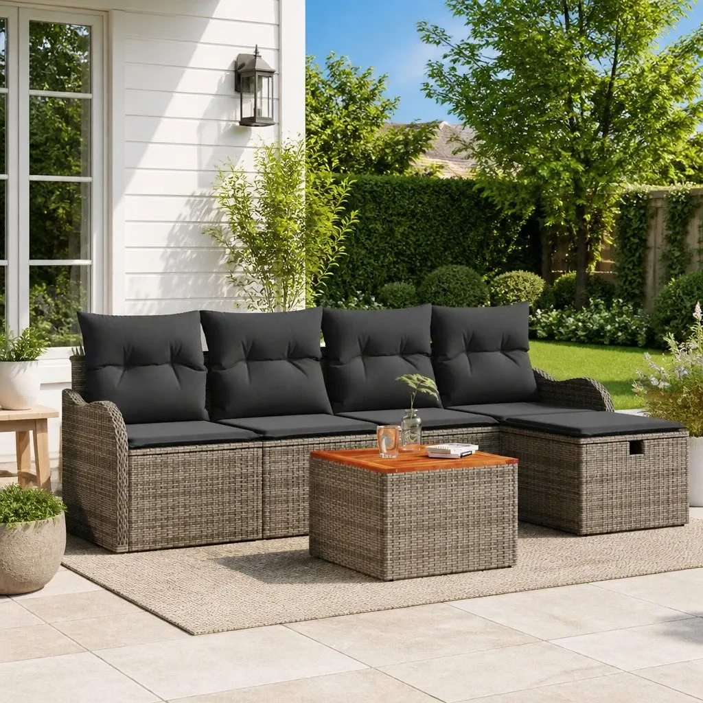 Garden Sofa Set Modular Outdoor Furniture Grey 6 Piece