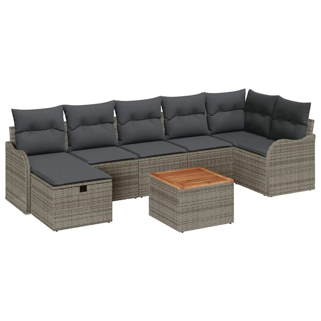 Modular Garden Sofa Set Grey Poly Rattan Outdoor Furniture 8 Piece Lounger