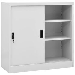 Your New Light Grey Storage Cabinet with Sliding Door
