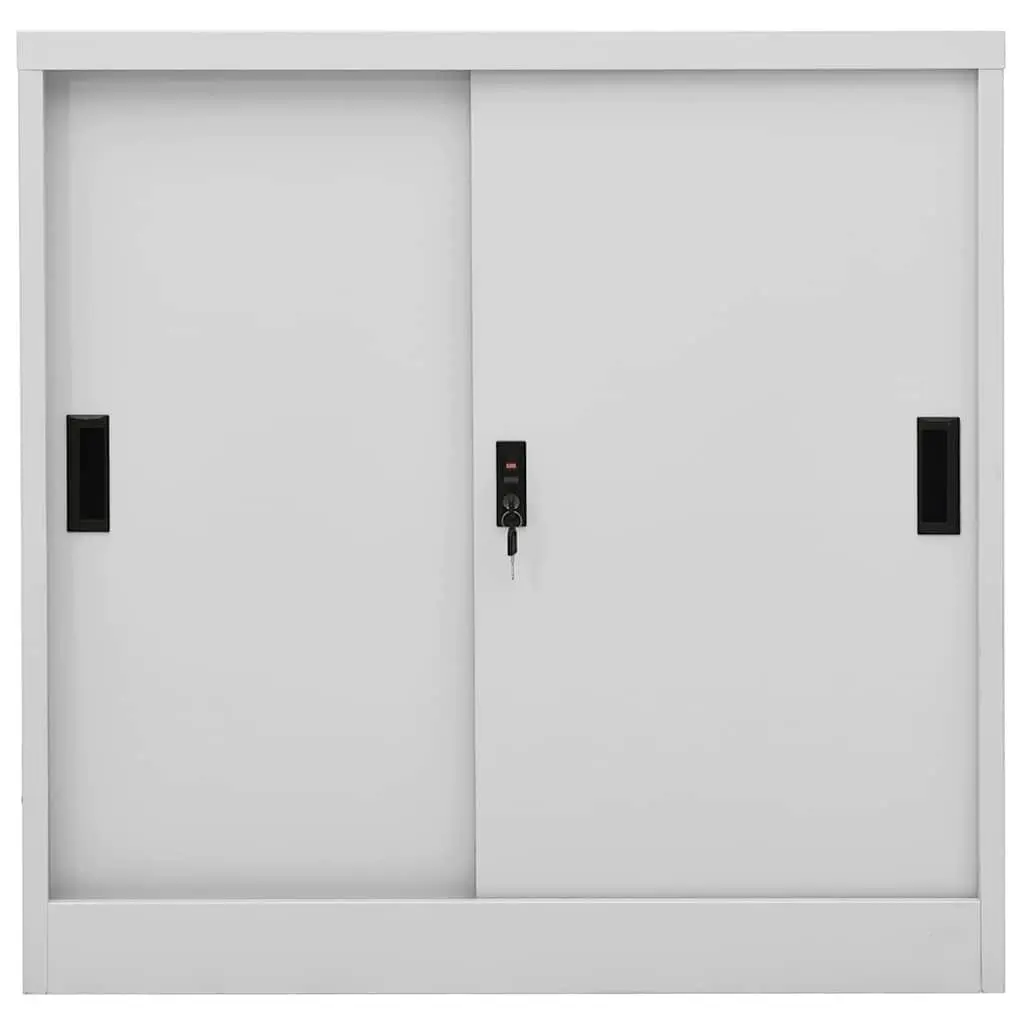 Office Storage Cabinet Sliding Door Light Grey Adjustable Shelves 90L x 40W x 90H cm