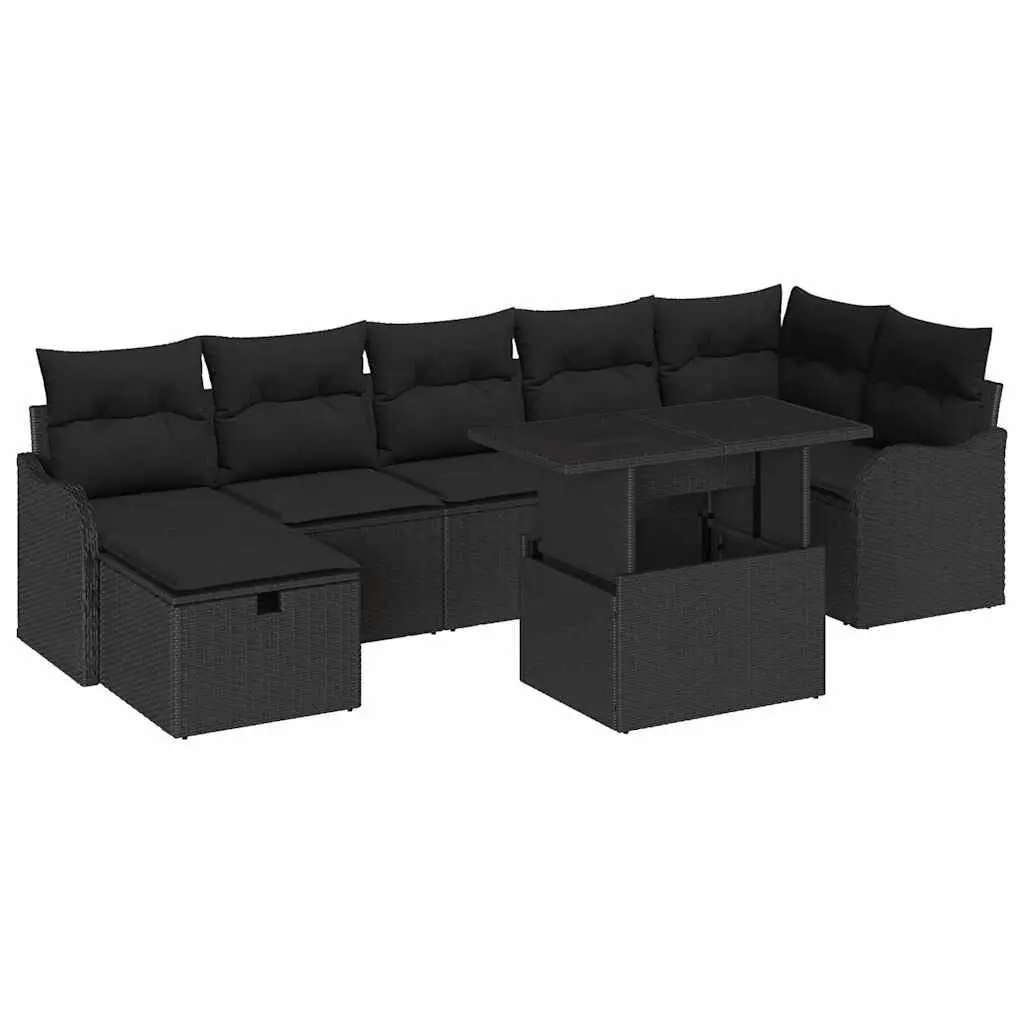 8-Piece Black Outdoor Sofa Set
