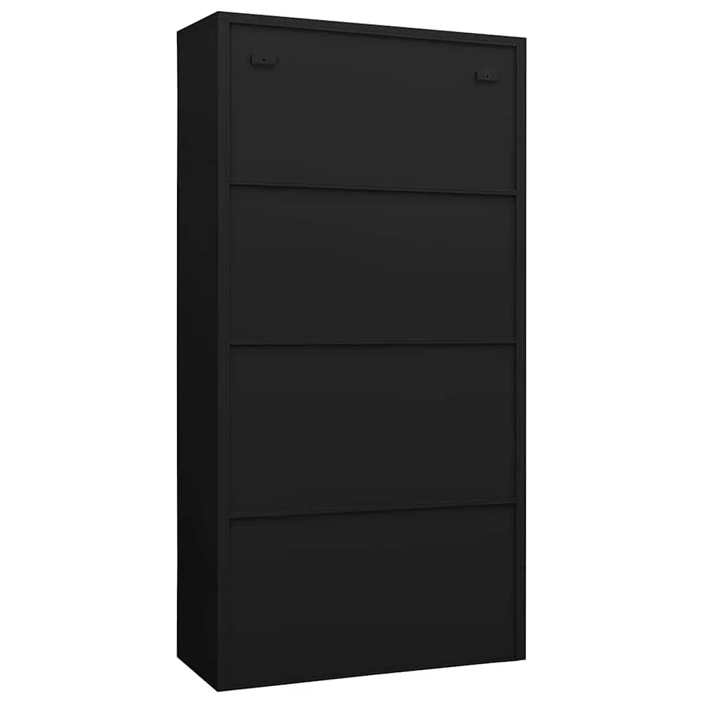 Steel Locker Cabinet Black 4 Shelves Storage Organiser