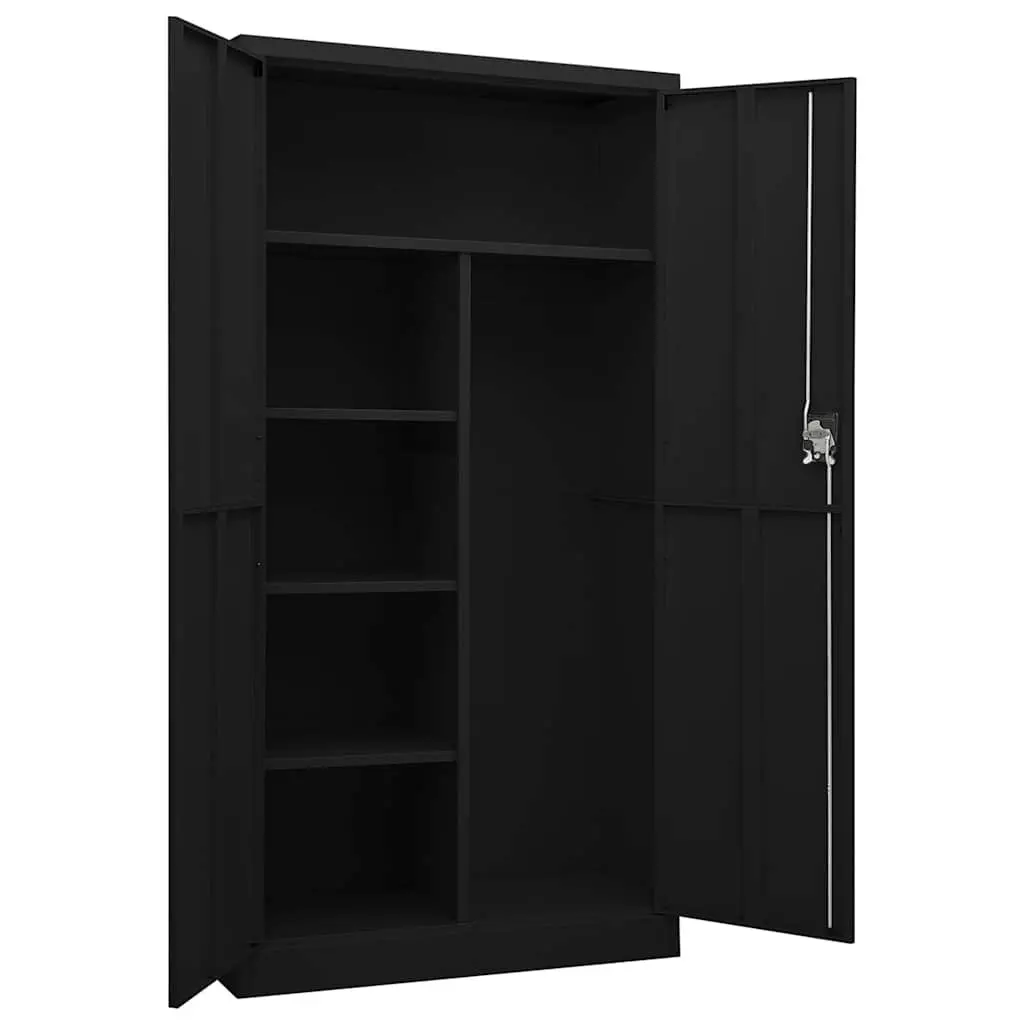 Steel Locker Cabinet Black 4 Shelves Storage Organiser