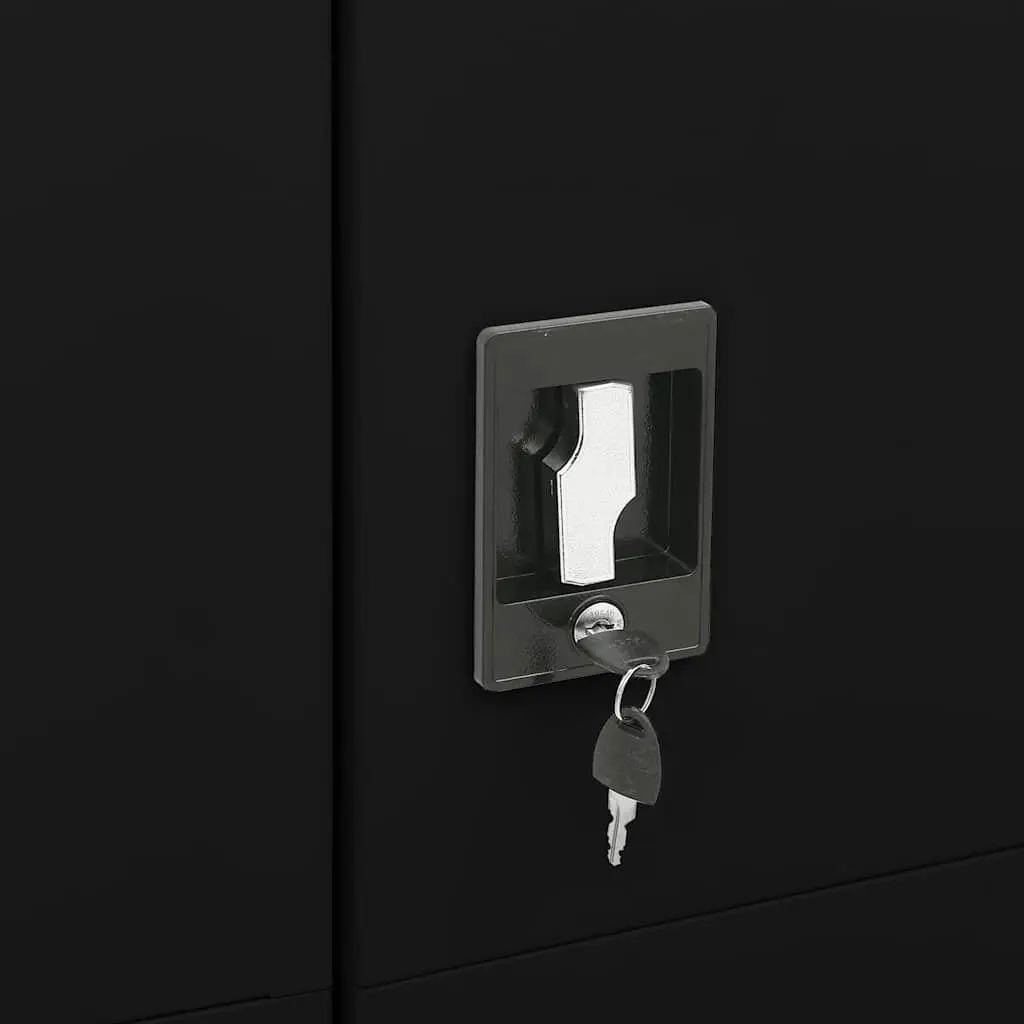 Steel Locker Cabinet Black 4 Shelves Storage Organiser