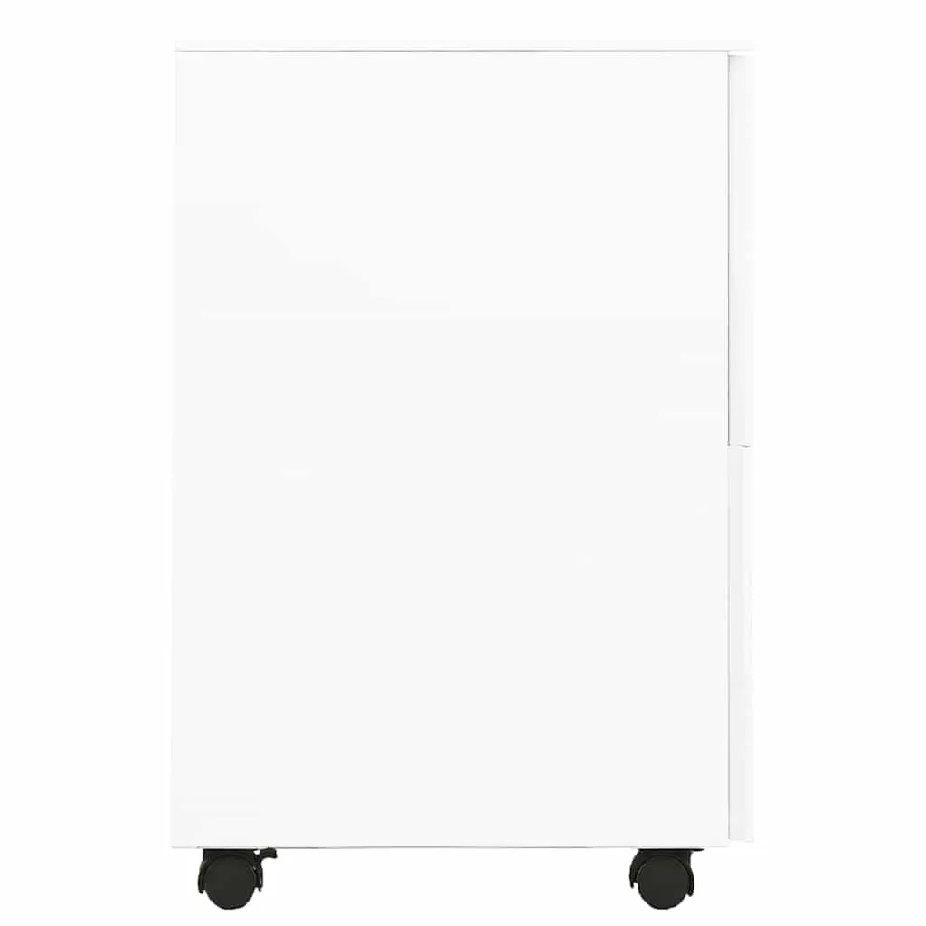 Mobile File Cabinet White Steel Office Storage with 2 Drawers and Locks