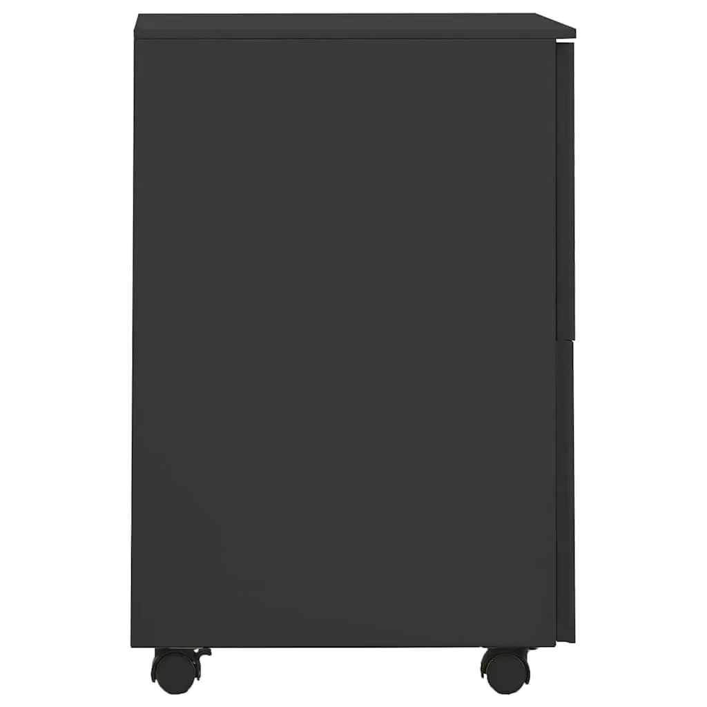 Mobile Filing Cabinet 2 Drawer Office Storage Anthracite Steel Document
