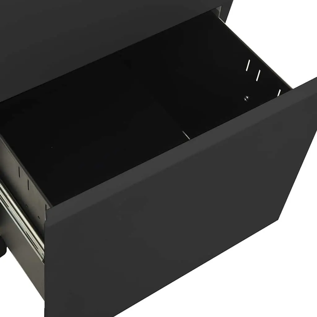 Mobile Filing Cabinet 2 Drawer Office Storage Anthracite Steel Document