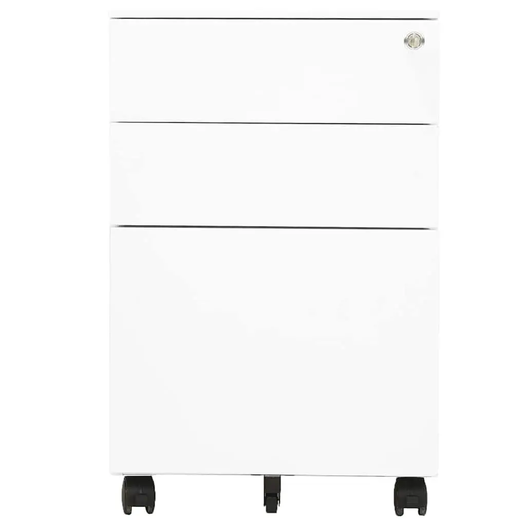 Mobile File Cabinet White Steel 3 Drawer Office Storage Filing Organizer
