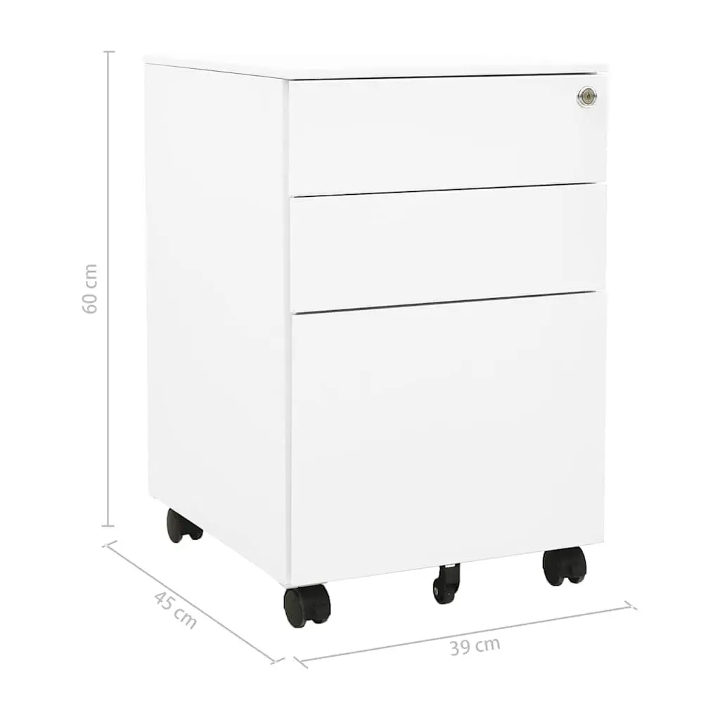 Mobile File Cabinet White Steel 3 Drawer Office Storage Filing Organizer