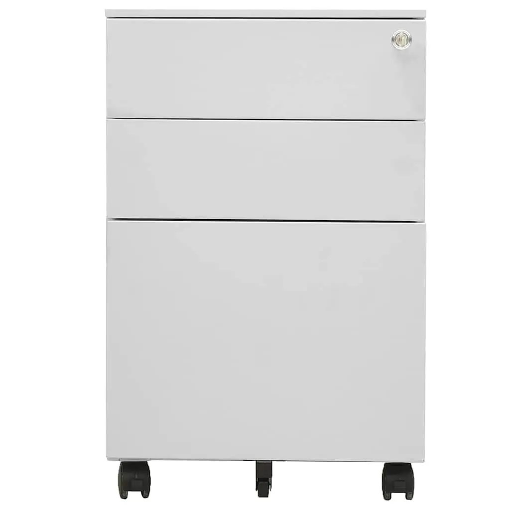 Steel Mobile Filing Cabinet 3 Drawer Grey Office Storage with Locks 39x45x60cm