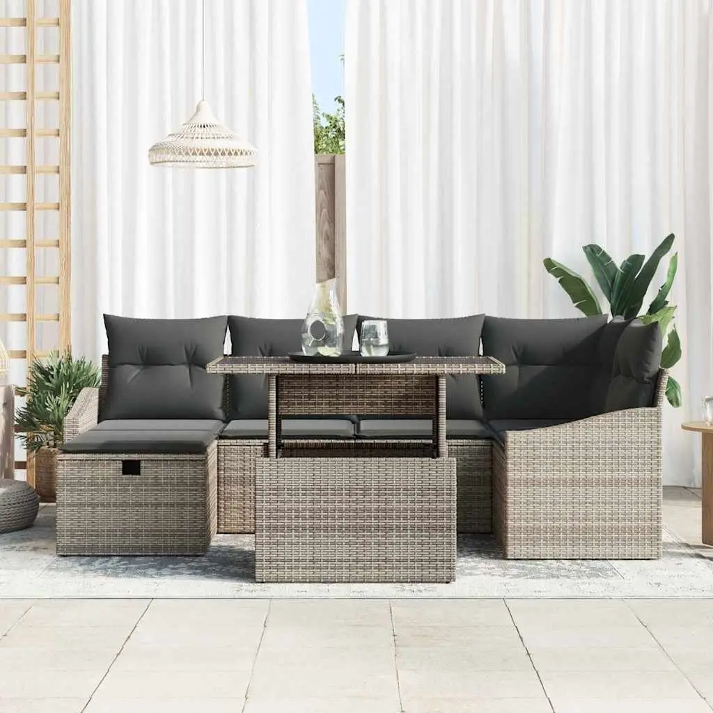 Outdoor Garden Sofa Set 7 Piece Modular Poly Rattan Lounge Furniture with