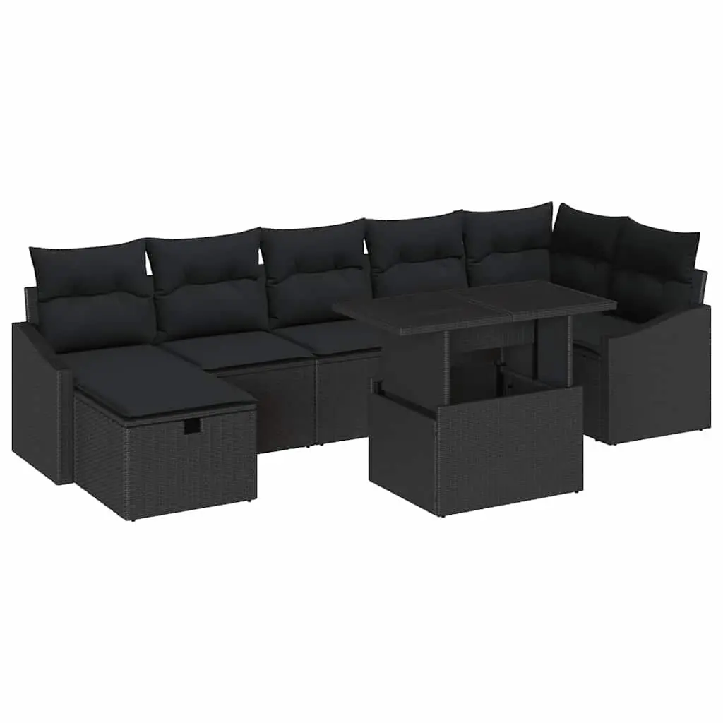 Modular Garden Sofa Set 8 Pieces Rattan Outdoor Furniture with Storage Beige