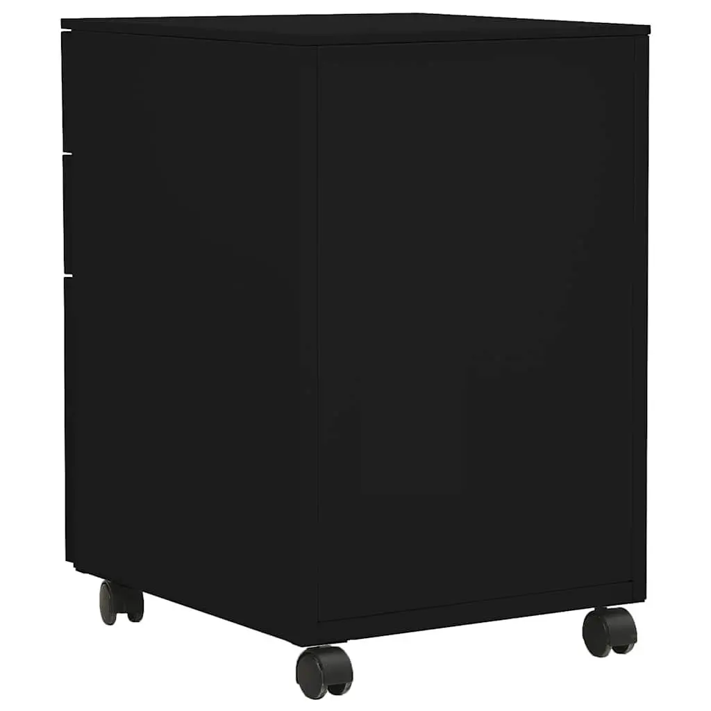 Mobile File Cabinet Lockable 3 Drawer Steel Office Filing Storage Black