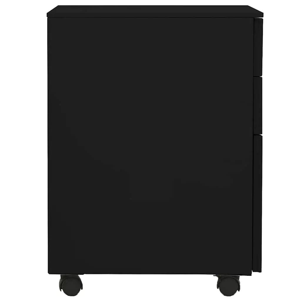 Mobile File Cabinet Lockable 3 Drawer Steel Office Filing Storage Black