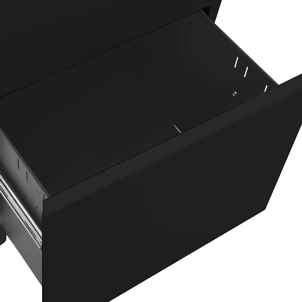 Mobile File Cabinet Lockable 3 Drawer Steel Office Filing Storage Black
