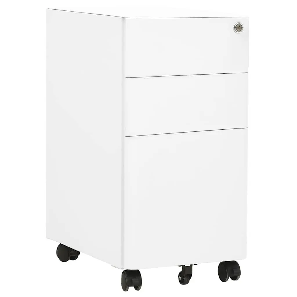 Mobile File Cabinet White Steel 3 Drawer Filing Cabinet with Lock