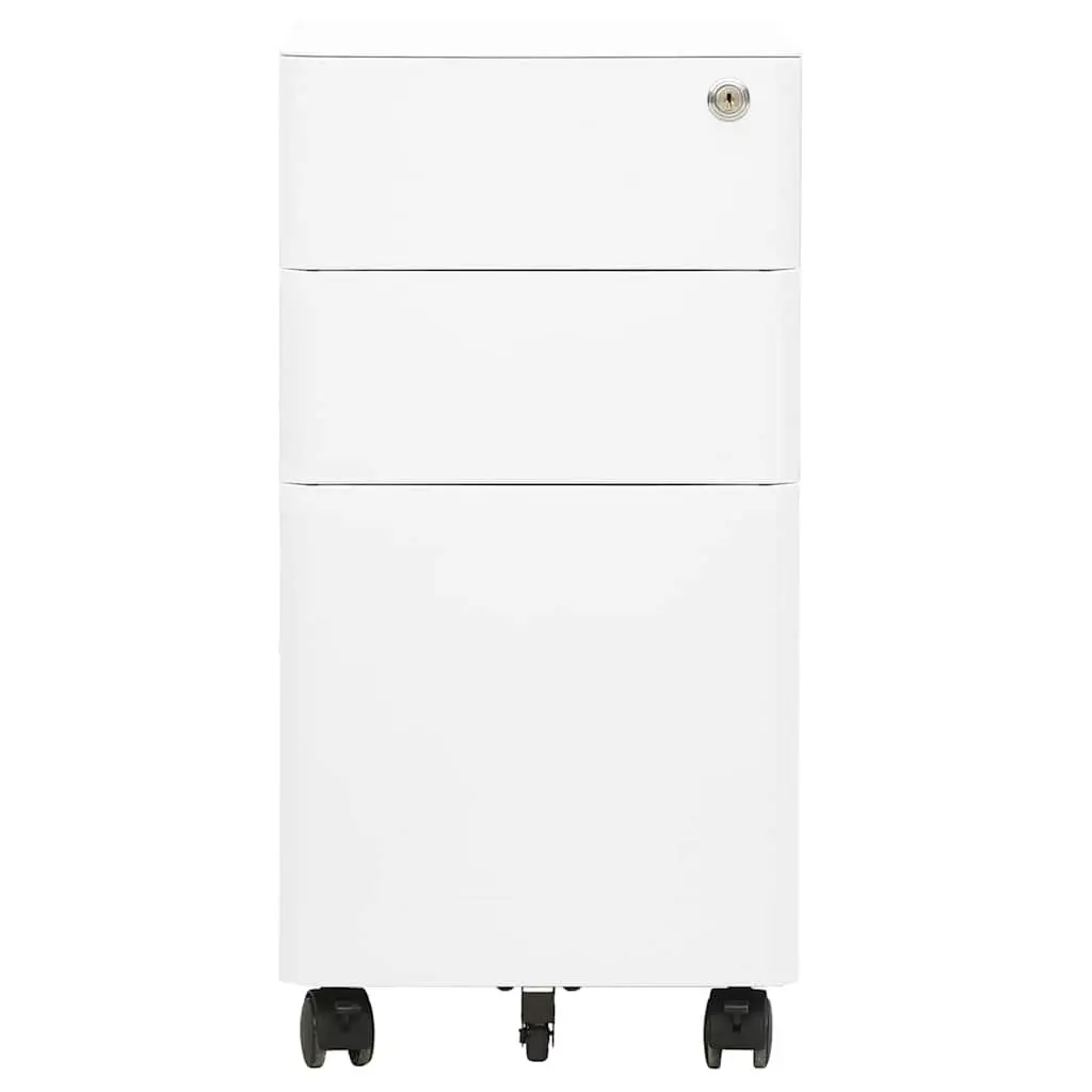 Mobile File Cabinet White Steel 3 Drawer Filing Cabinet with Lock