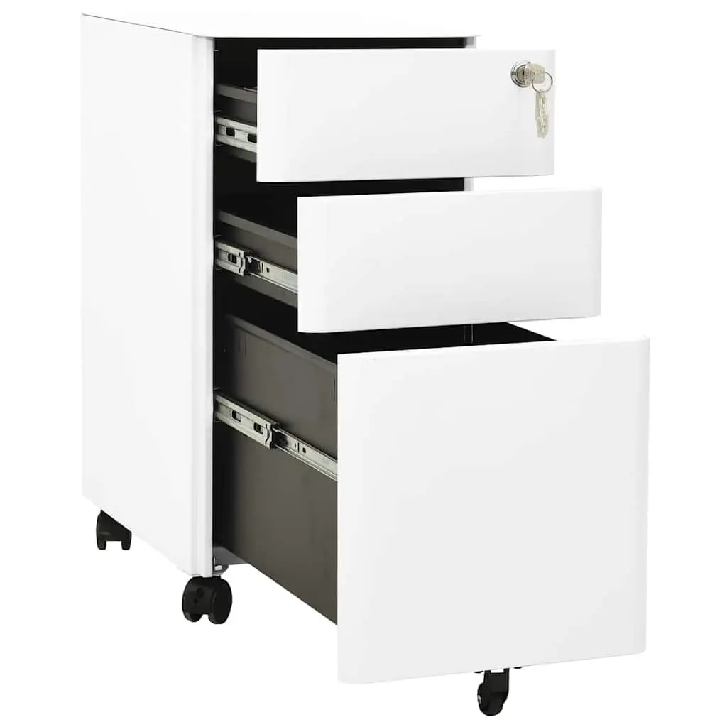 Mobile File Cabinet White Steel 3 Drawer Filing Cabinet with Lock