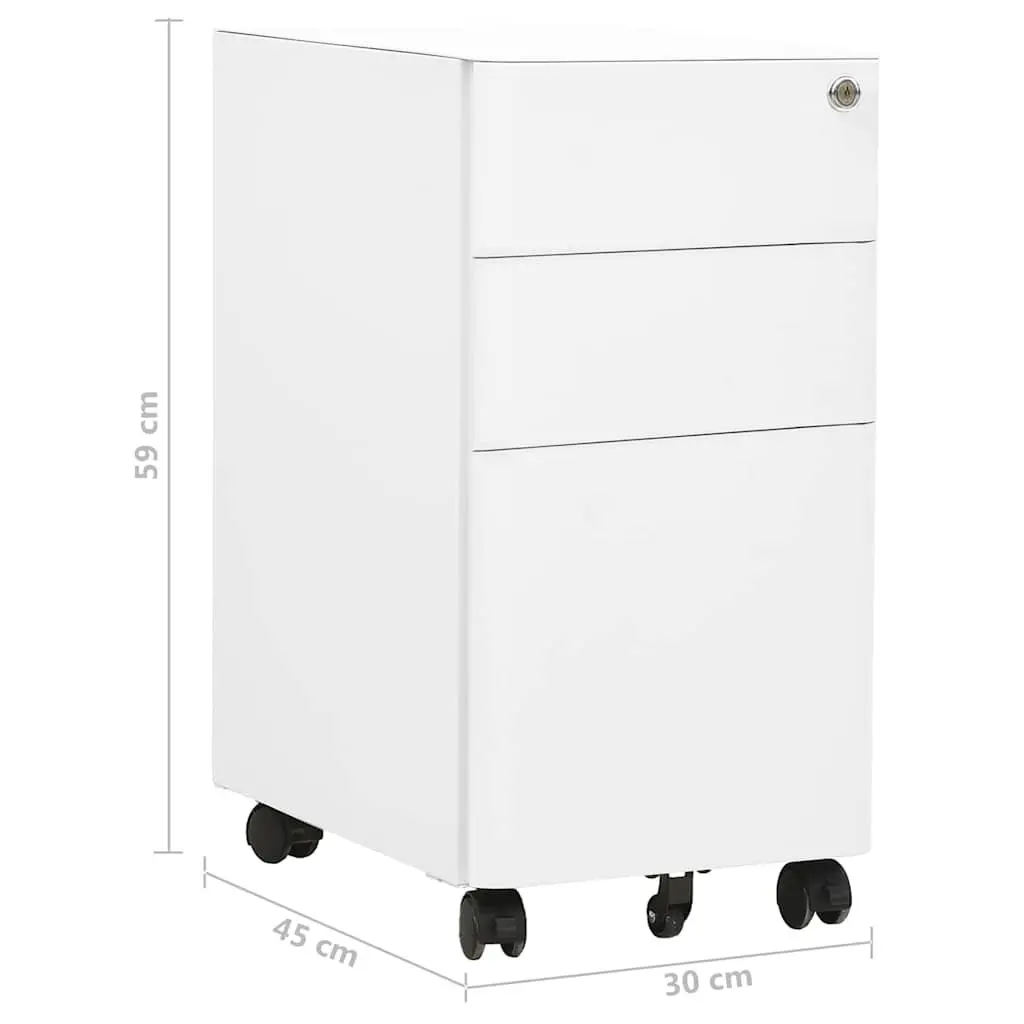 Mobile File Cabinet White Steel 3 Drawer Filing Cabinet with Lock