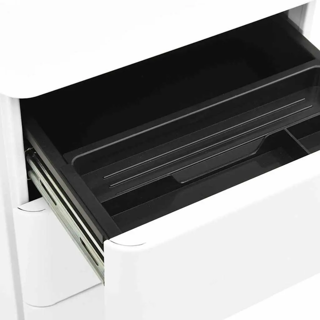 Mobile File Cabinet White Steel 3 Drawer Filing Cabinet with Lock