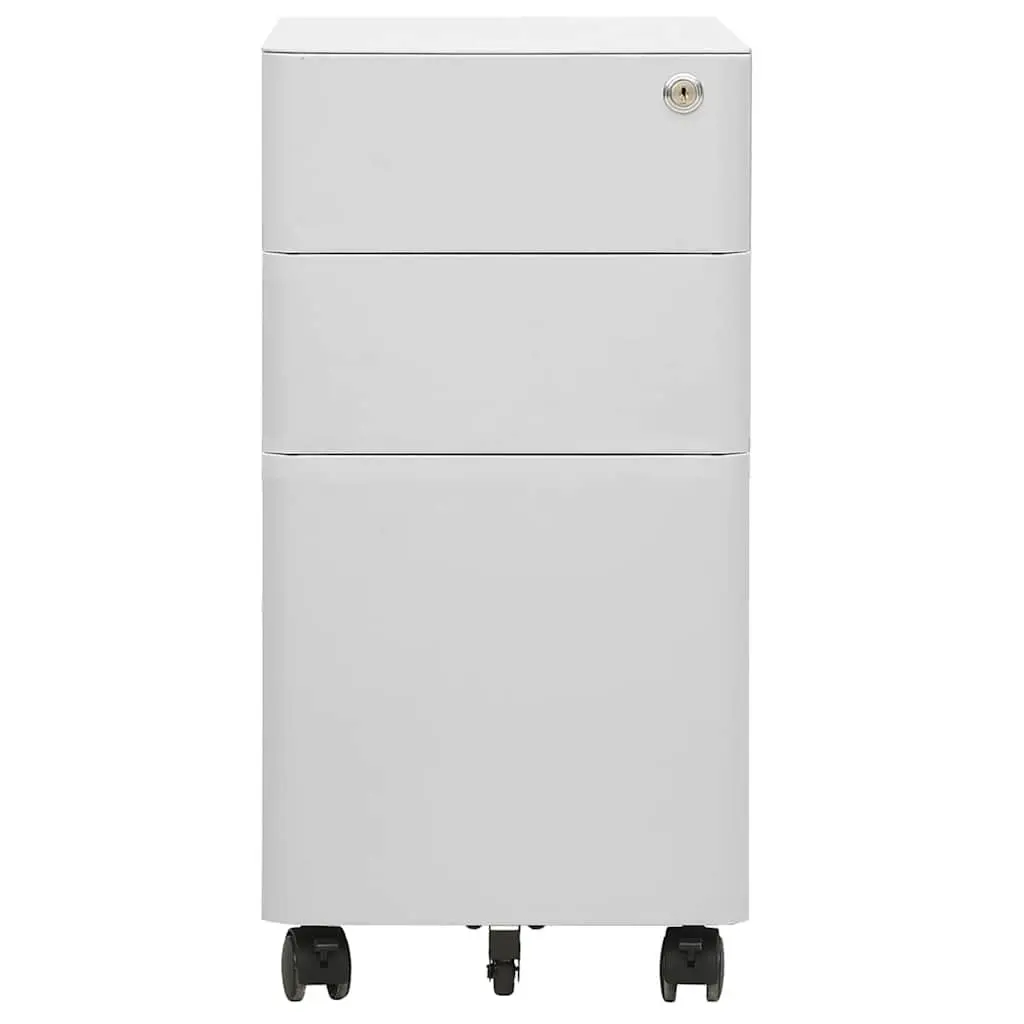 Steel Mobile File Cabinet 3 Drawer Locking Grey Compact Size 30x45x59cm