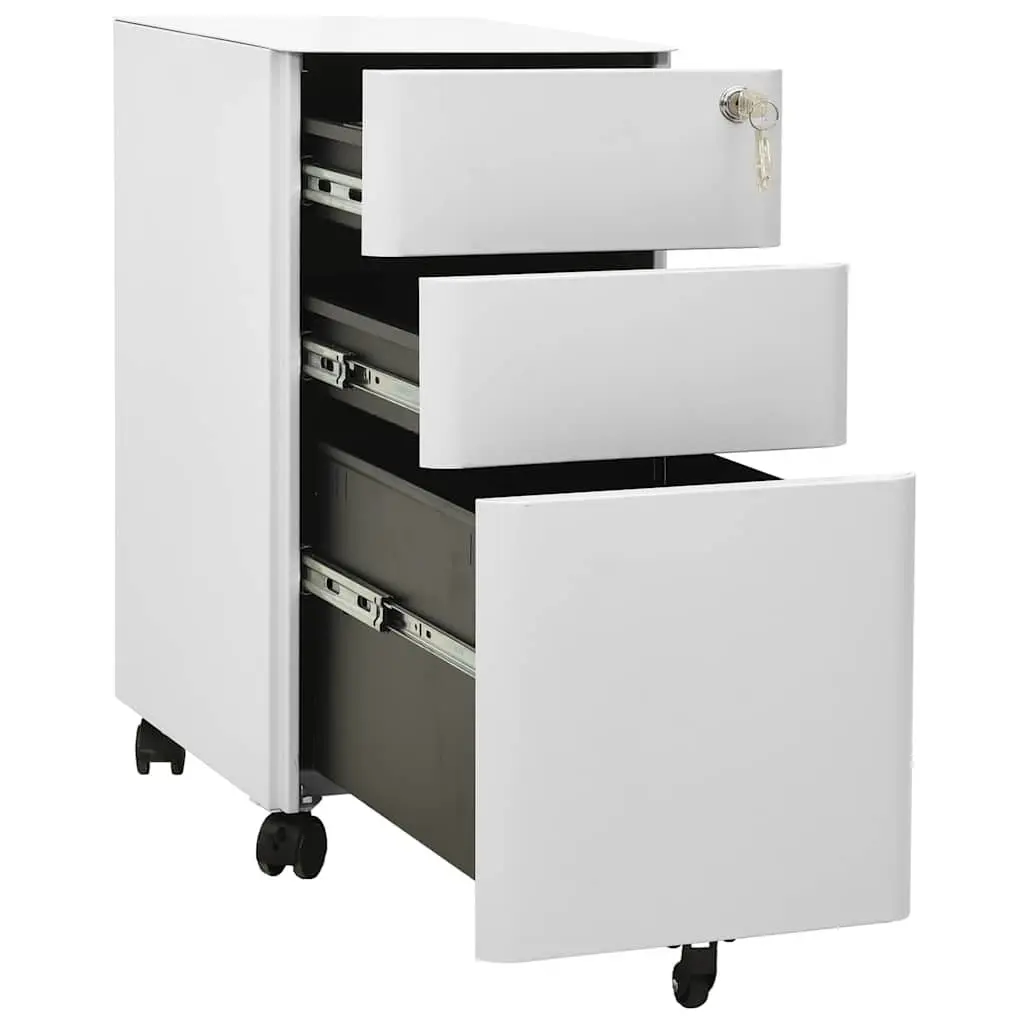 Steel Mobile File Cabinet 3 Drawer Locking Grey Compact Size 30x45x59cm