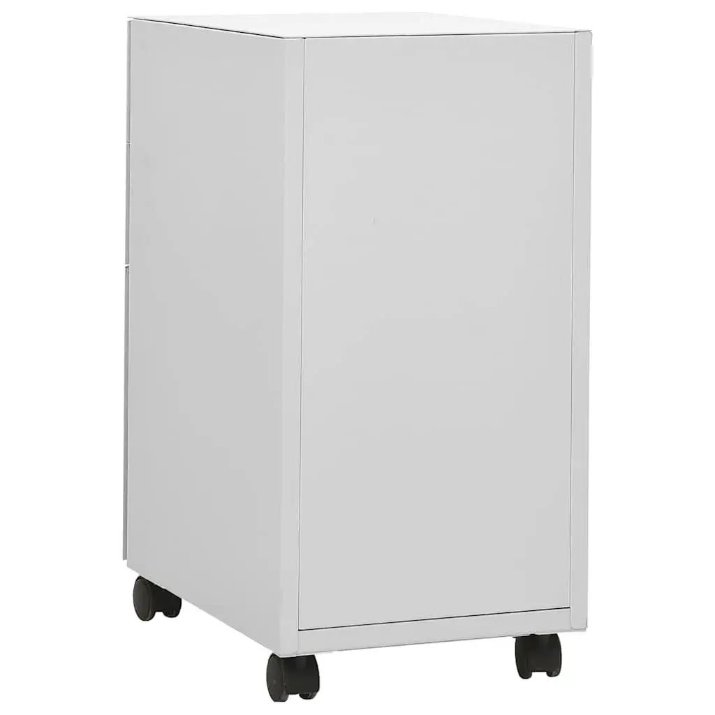 Steel Mobile File Cabinet 3 Drawer Locking Grey Compact Size 30x45x59cm