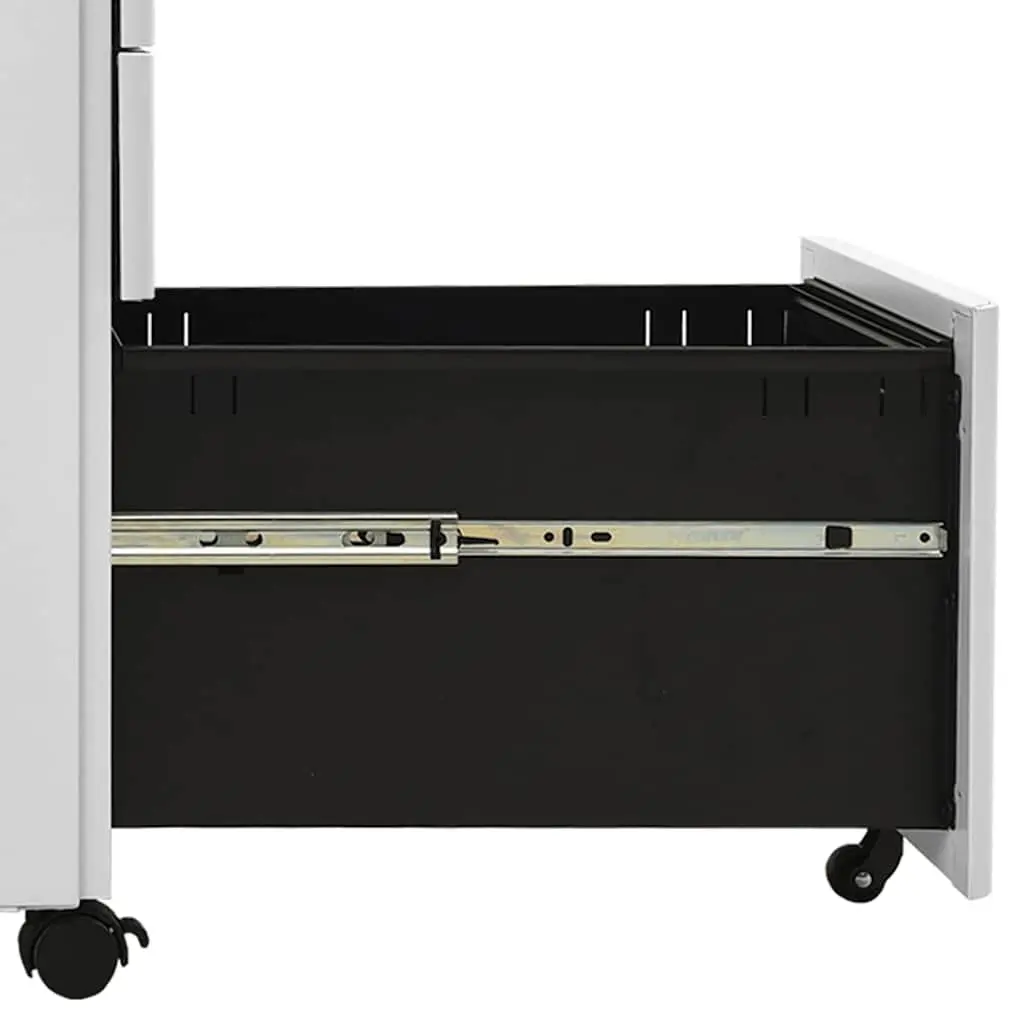Steel Mobile File Cabinet 3 Drawer Locking Grey Compact Size 30x45x59cm