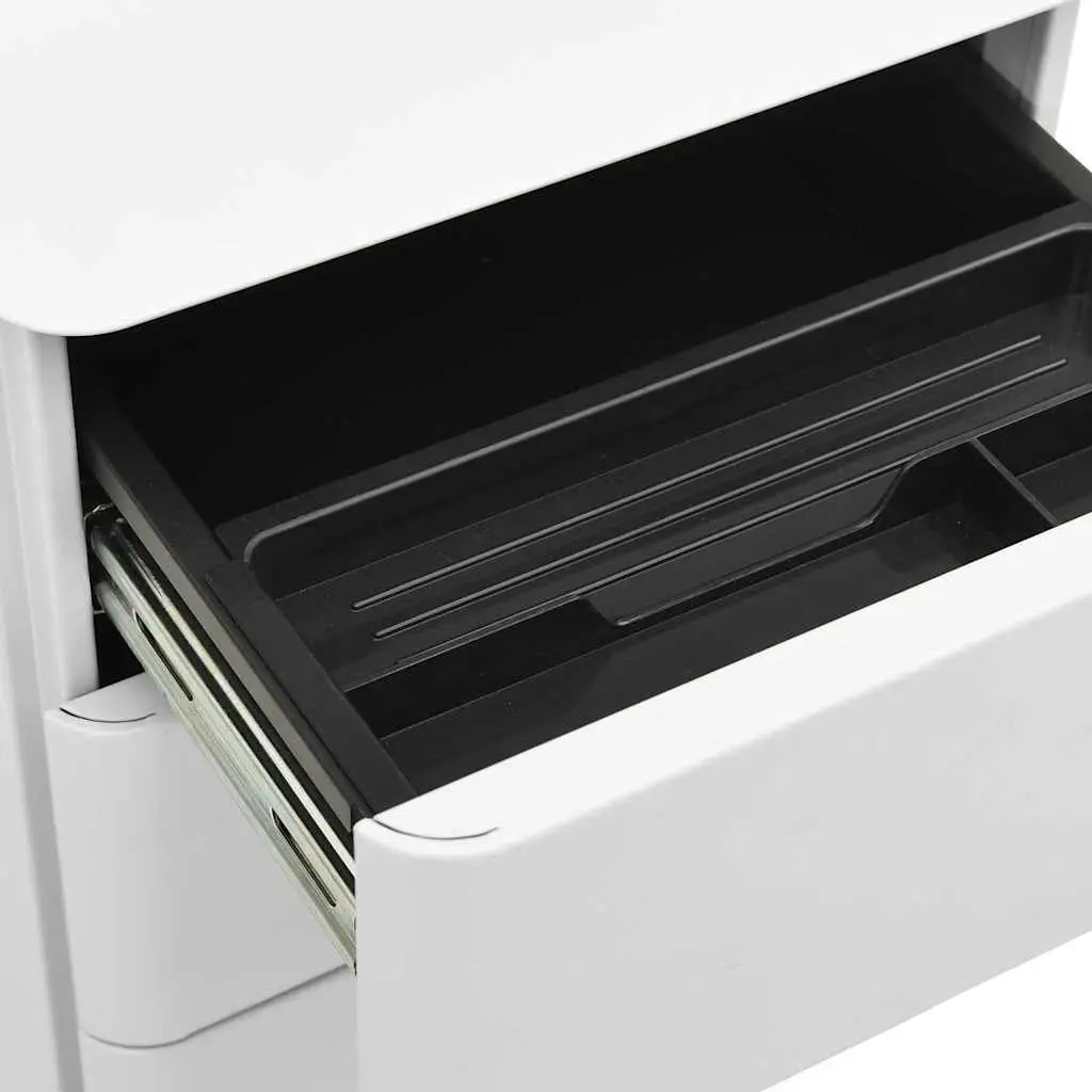 Steel Mobile File Cabinet 3 Drawer Locking Grey Compact Size 30x45x59cm