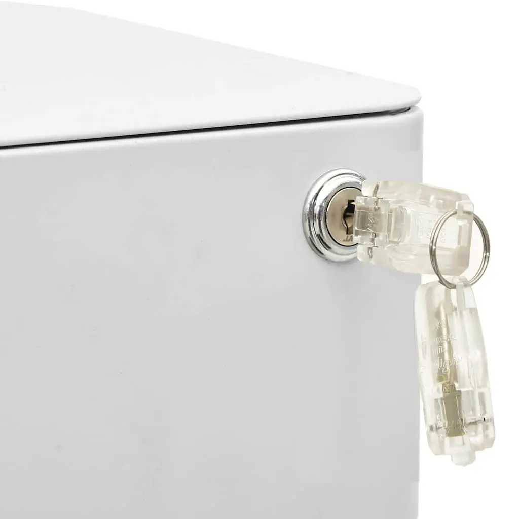 Steel Mobile File Cabinet 3 Drawer Locking Grey Compact Size 30x45x59cm