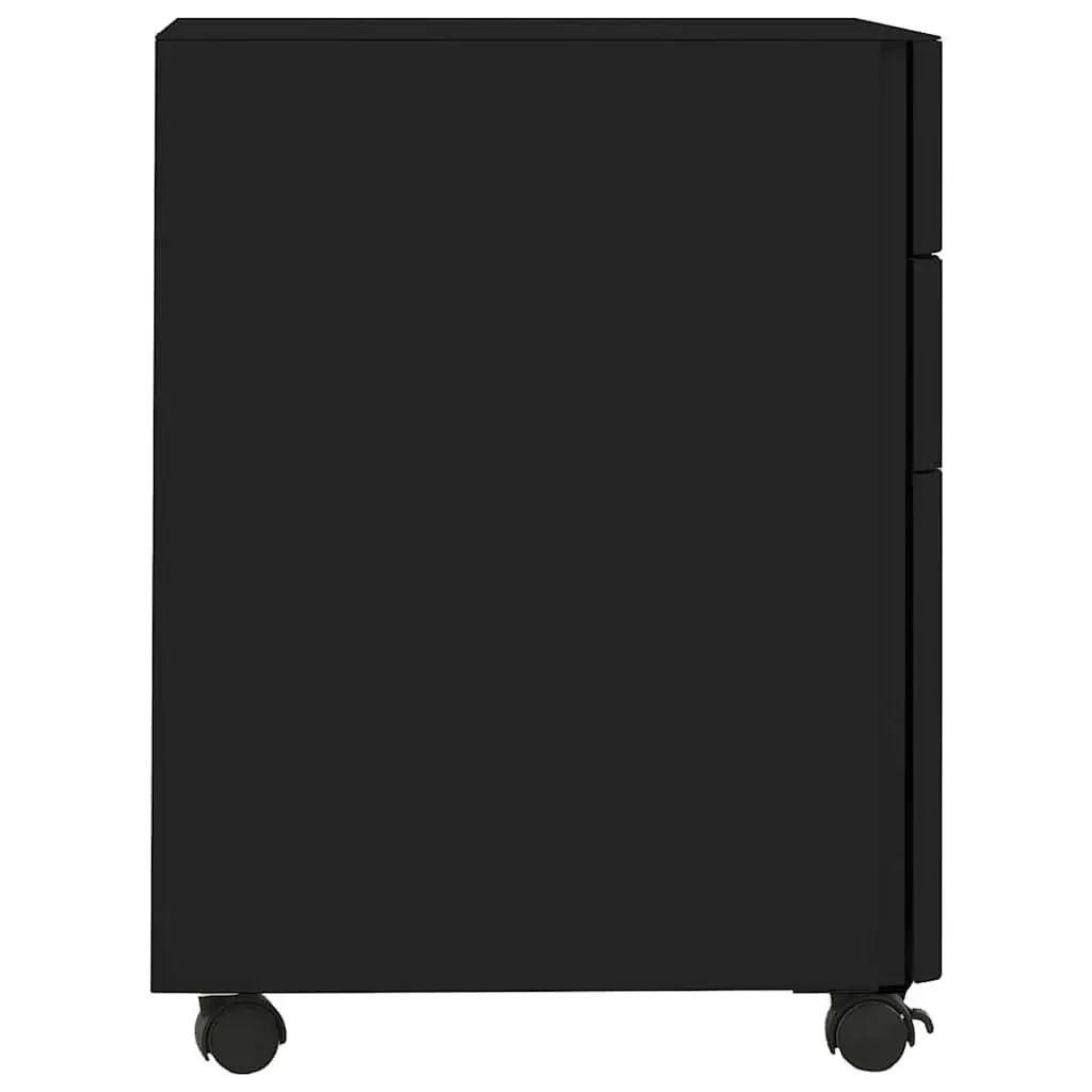 Mobile File Cabinet Black Steel 3 Drawer Office Filing Storage with Lock Wheels