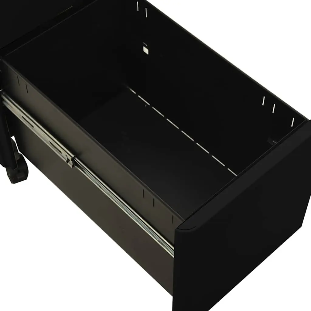 Mobile File Cabinet Black Steel 3 Drawer Office Filing Storage with Lock Wheels